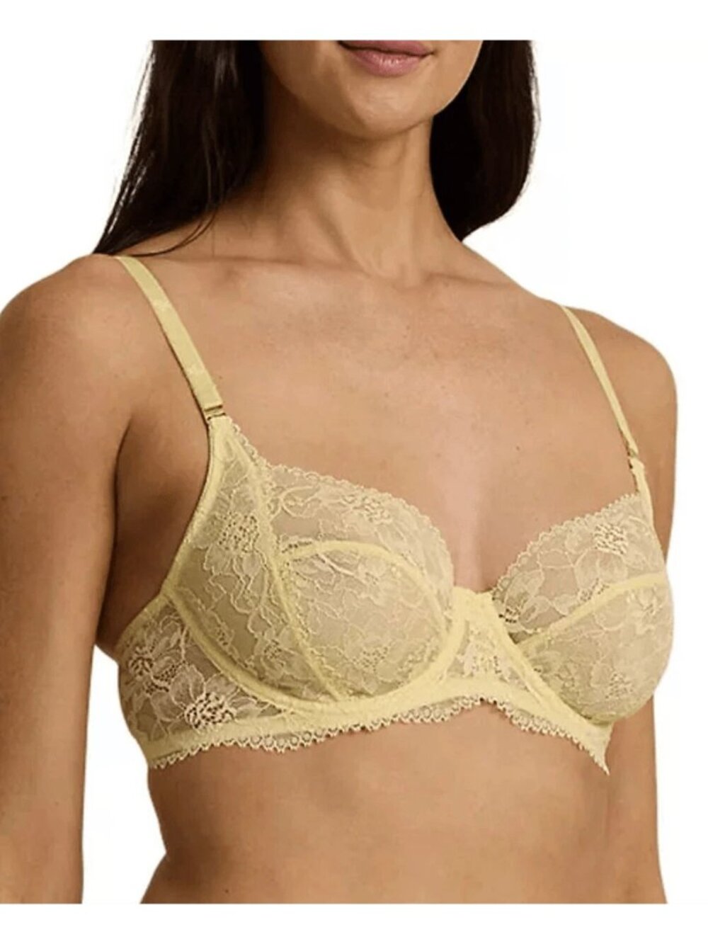 Lauren Ralph Lauren Chiffon Lemon Size 36D Unlined Lace Full Coverage Bra NEW
